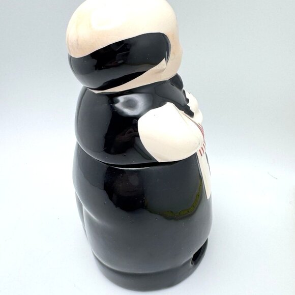 Vintage Ceramic Waiter Tea Canister Dispenser With Lid - 6.5" Black & White - Picture 8 of 11